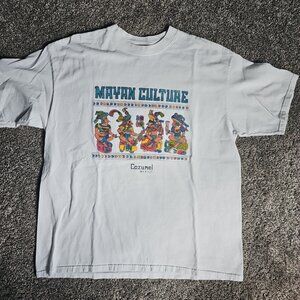 Mayan Culture Cozumel Mexico White Size XL Short Sleeve Vacation Aztec Tee
